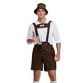 thumbnail image 2 of Lovskoo 2024 Oktoberfest Festival Costume for Men Three Piece Set Fit Long Sleeve Lapel Neck Shirt Overalls Hat Dance Platform Outfits Performance Suit Dress Up Party and Beer Festival Brown, 2 of 8
