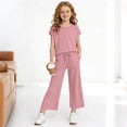 thumbnail image 5 of NAISIBABY Girls Outfit Sets, Loose Comfort Short Sleeve T-Shirt and Straight Leg Capris Fashion Clothes 2-Piece Pink Size 12, 5 of 9