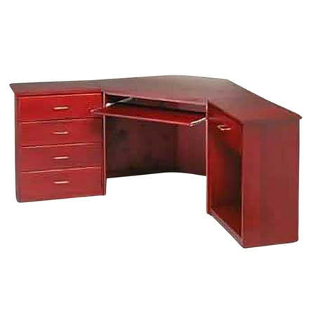 Corner Office Desk Unit 4 Drawer Cherry Stain Poplar 30 Inch