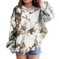 thumbnail image 2 of Linfrsh Camo Hoodie for Girl Maple Leaf Print Long Sleeved Pullover Sweatshirts with Pocket Fall Winter Trendy Casual Tops (White,2-3 Years), 2 of 7