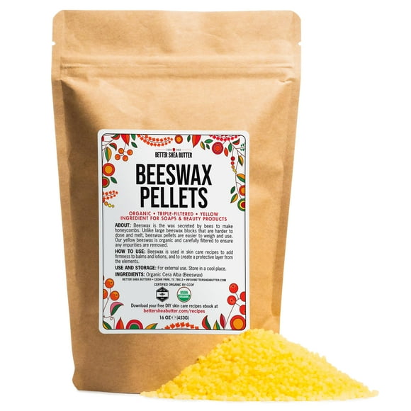 Mejores pellets de cera de abejas orgánica de manteca de karité | Úselo para hacer velas, envoltorios para alimentos, bálsamos labiales para pulir muebles | Pastillas de cera de abejas amarillas pur
