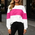 thumbnail image 2 of Womens Loose Sweatshirt Zaewscy Women's Printed Fashionable Loose Casual Round Neck Long Sleeved Hooded Top Hot Pink S, 2 of 9