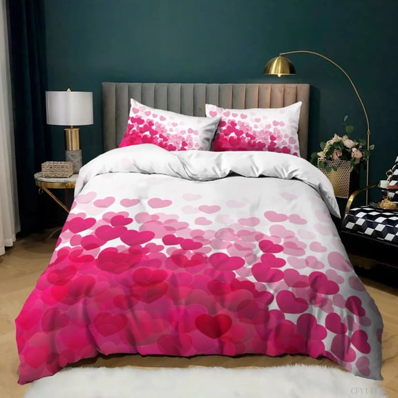 Pink Duvet Cover /King/Twin/Full Size - Ultra Soft Washed Floral Duvet Cover Comforter Cover with Zipper Closure for