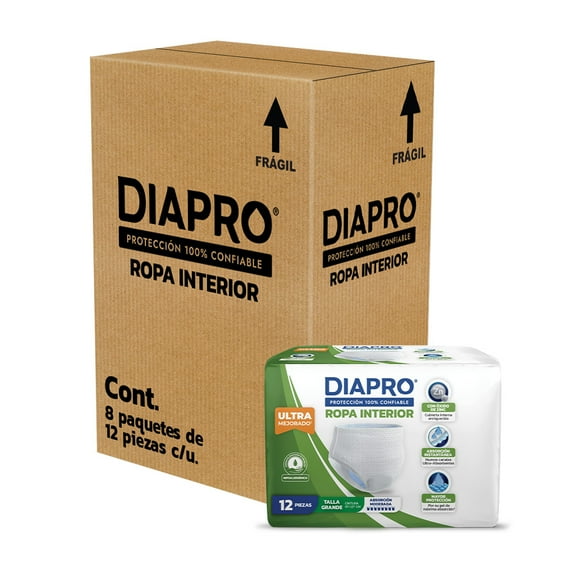 Ropa Interior para incontinencia Diapro pañal unisex grande 96 Piezas