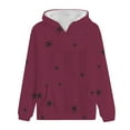 thumbnail image 4 of Women's Star Print Hooded Sweatshirt with Pocket, Long Sleeve Graphic Pullover for Casual Streetwear, Comfy Lounge Wear, and Everyday Fashion Red M, 4 of 4