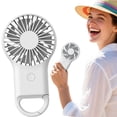 thumbnail image 2 of Mini Handheld Fan, Portable Personal Cooling Fan with Carabiner Clip, Rechargeable 3 Speed Buckle Hand Fan, Lightweight Pocket Size Hanging Buckle Fan, Battery Operated Small Hand Fan, White, 2 of 5