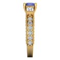 thumbnail image 3 of 2.33 ct Round Cut Simulated Tanzanite Three-Stone Engagement Ring for Women in 18K Yellow Gold, 3 of 5