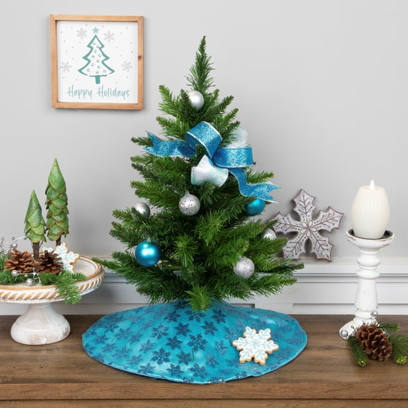 Northlight Sequin Snowflake Pattern Mini Christmas Tree Skirt - Blue - 20"