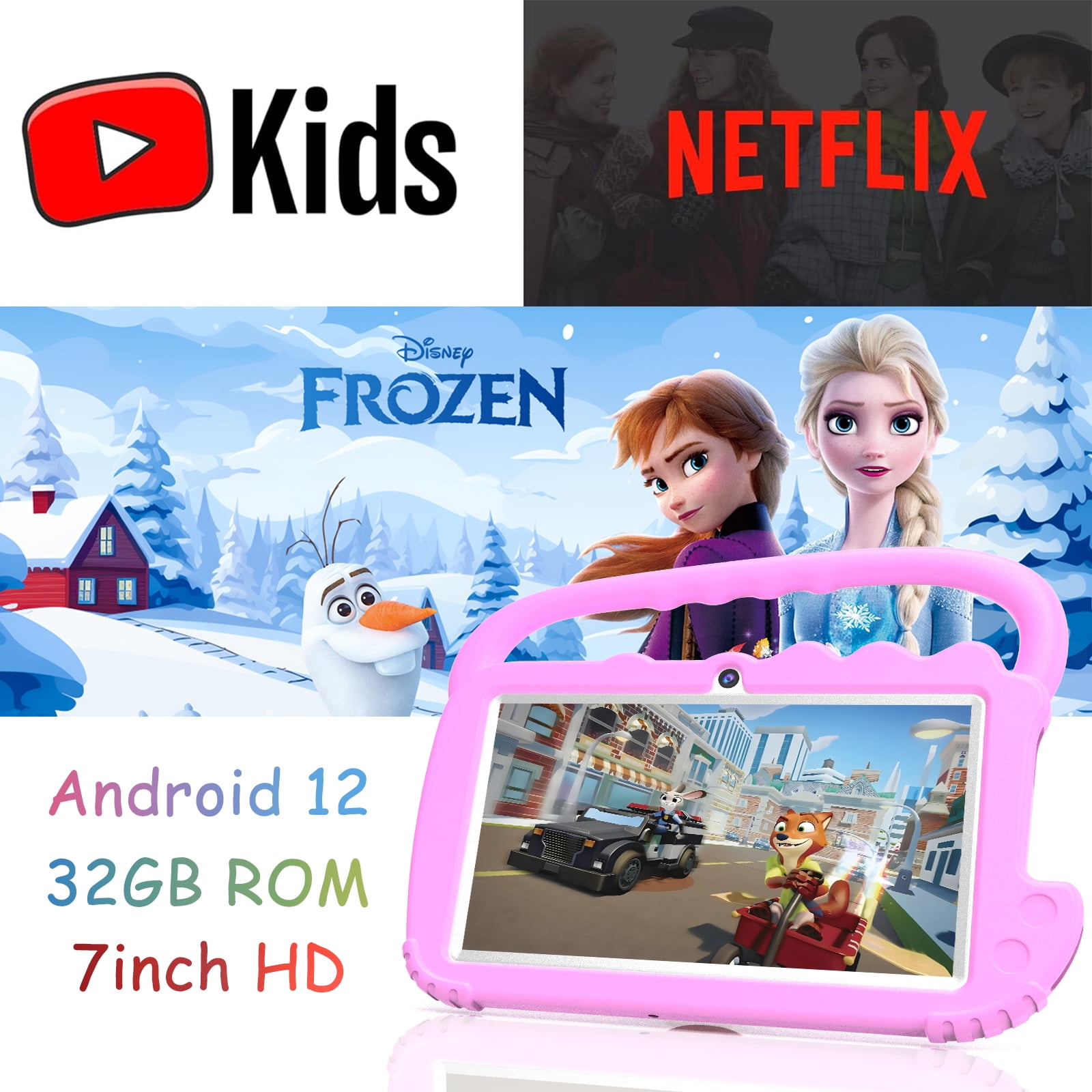 Kids Tablet, Toddler Tablet, 7" Tableta for Boys Girls, 32GB Android Tablet, 4GB RAM WiFi Dual Camera Safety Eye Protection Screen, Parental Control APP, Latest Model Kid Tablets. Pink
