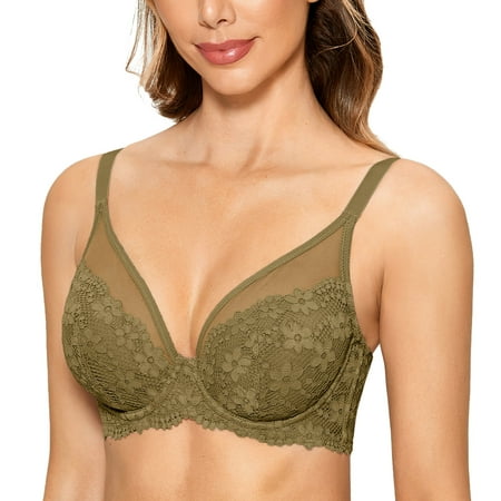 

DOBREVA Women s Full Coverage Minimizer Lightly Lined Bra Lace Plus Size Underwire