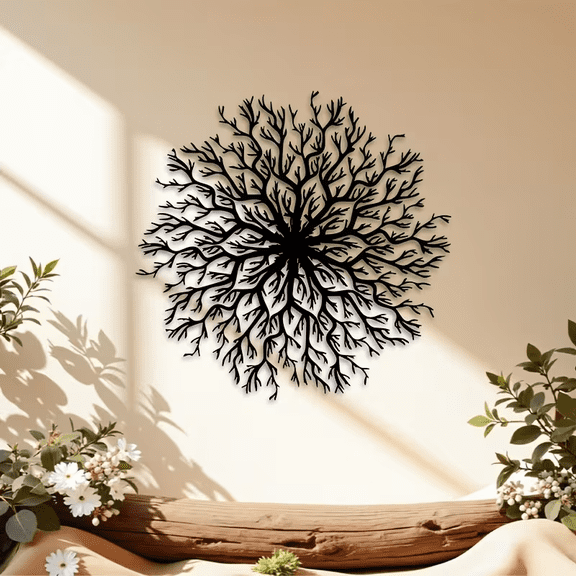 Modern Abstract Tree Metal Wall Sculpture, Iron Branch Wall Decor for Living Room