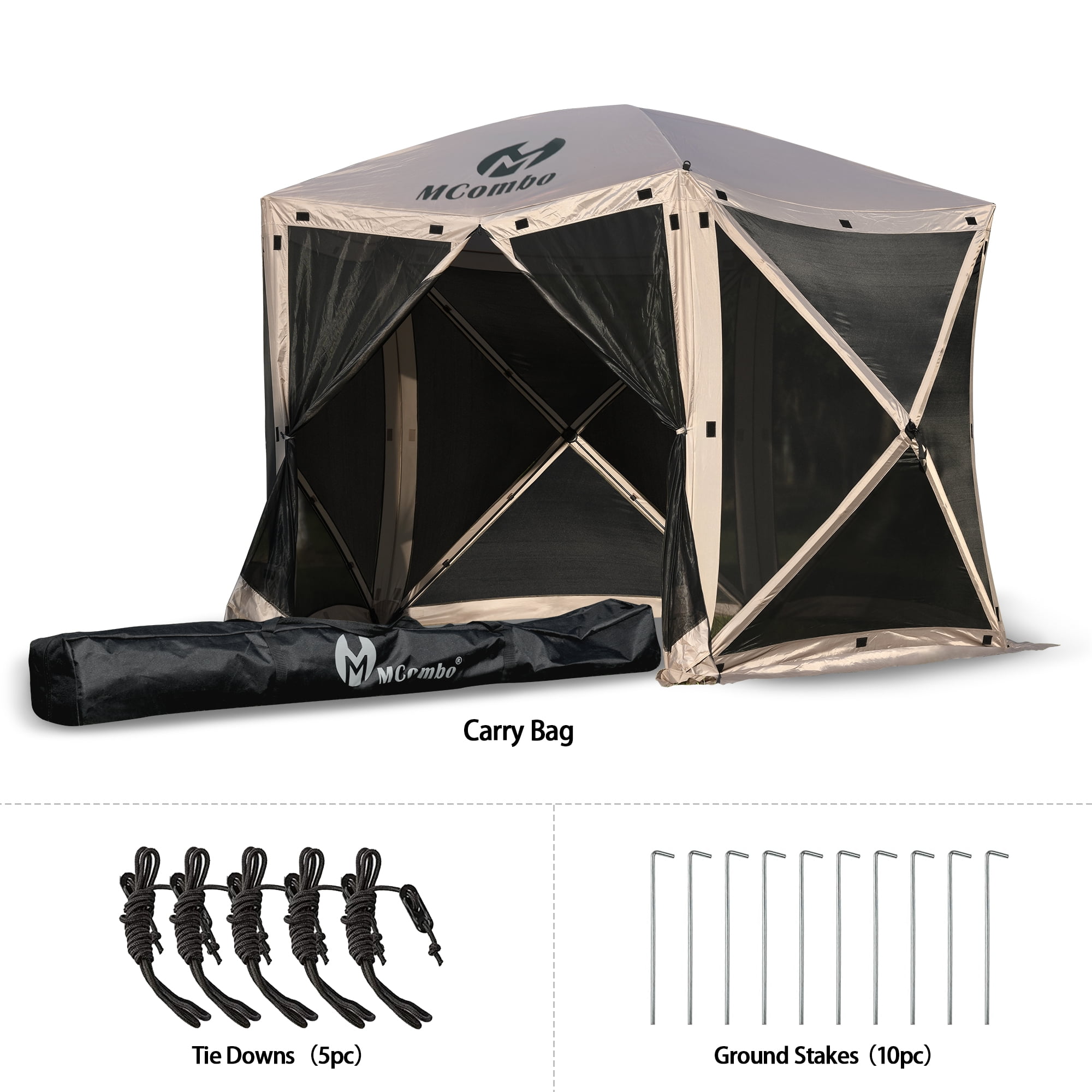 Mcombo 5-Sided Gazebo Portable Pop Up Tent Canopy, Shelter Hub Screen Tent for Outdoor Party (5-7 Persons), 1024-5PC