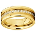 thumbnail image 3 of Metal Masters Mens Goldtone Tungsten Ring Wedding Band Cubic Zirconia Comfort-Fit 8mm, 3 of 7
