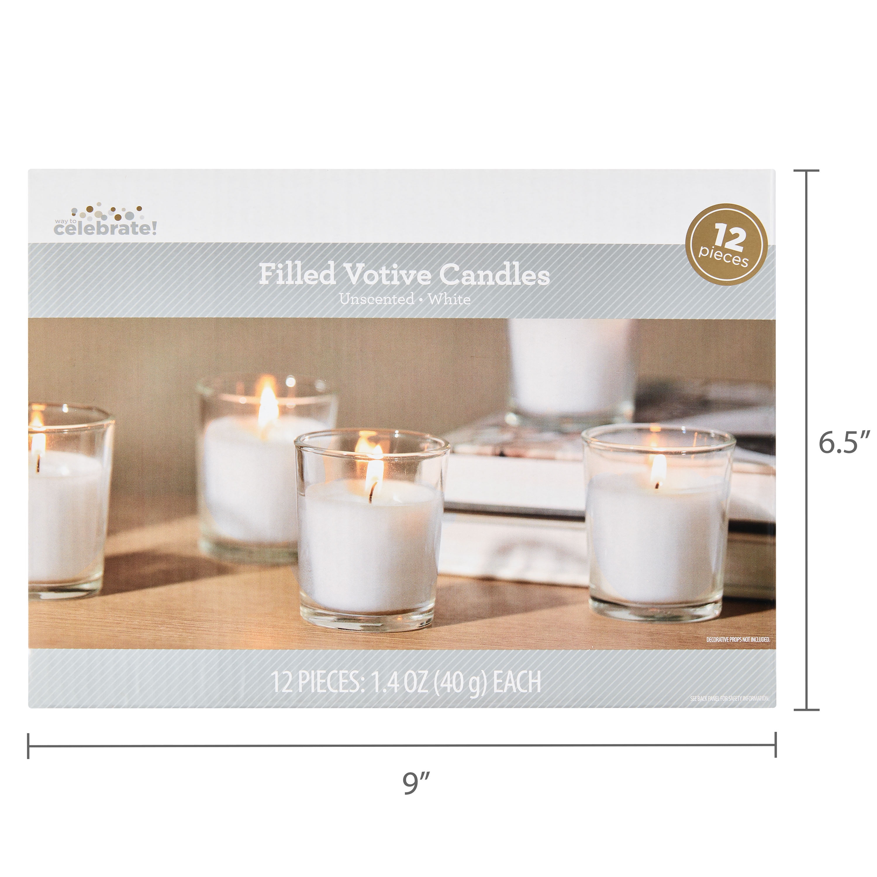 Way To Celebrate White Unscented Filled Votive Candles in Clear Glass, 12 Pack