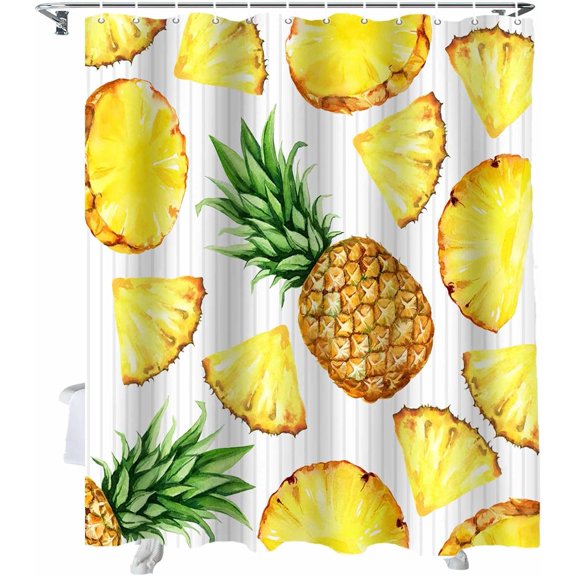 Shower Curtain Pineapple Fruit Shower Curtains for Bathroom Decor Yellow Green Shower Curtain Sets with Hooks Waterproof Fabric Bath Curtain Standard 72" X 72"