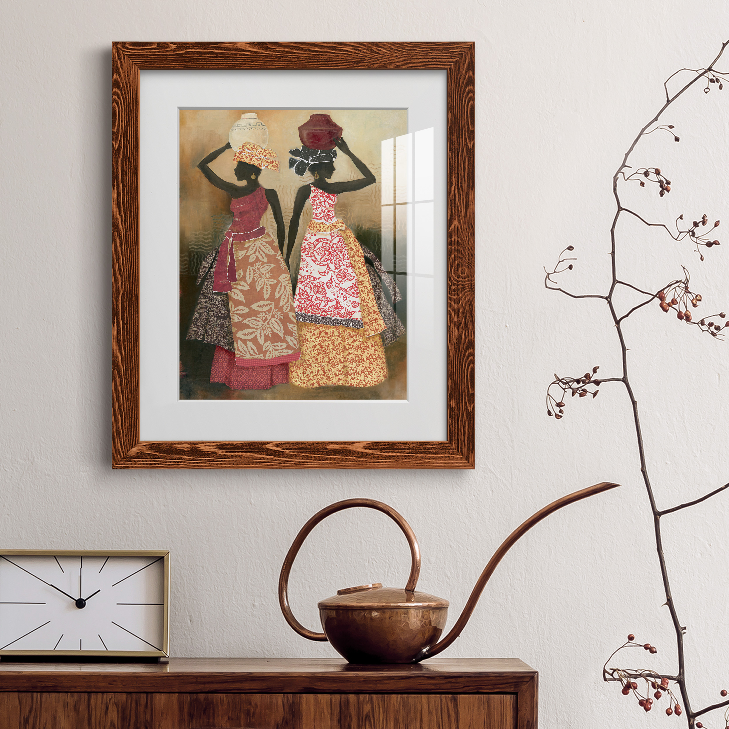 Village Women II - Premium Framed Print - Ready to Hang - 17 x 20 - Maple Frame