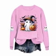 thumbnail image 6 of dazeni Funny Ghost Pumpkin Pattern Sweatshirts for Kids Girls Oversized Crewneck Sweatshirt Loose Casual Long Sleeve Tunic Pullover Pink 7-8 Years, 6 of 7