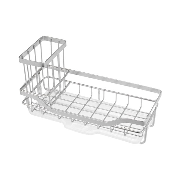 Organizador de fregadero Unique Bargains Acero inoxidable Soporte de esponja para fregadero Tono plateado 8,31 x 3,58 x 2,36