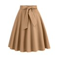thumbnail image 2 of YUEJUIR Midi Skirt Ladies Solid Color Bow Belt Retro Pocket A Line Skirt Plus Size Skirts Mini Skirts for Women Women Skirts (Khaki,L), 2 of 5