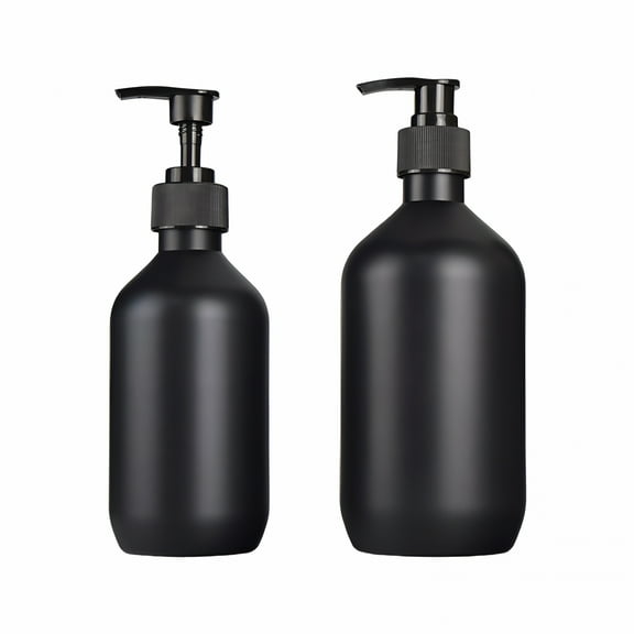 ACDANC Black Soap Dispenser with Rust Proof Pump, Waterproof Labels (2 Pack, 16 Oz) Bathroom, Plastic Hand Dish Soap Dispenser for Kitchen, Premium Thick Soap Pump Bottles (Black)