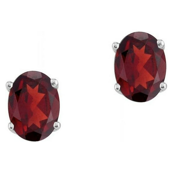 925 STERLING SILVER 2.00CT GENUINE GARNET OVAL STUD EARRINGS WOMEN AND MEN