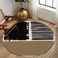 thumbnail image 2 of Large Round Rug 8Ft Washable Non-Slip, Brown Black Circle Area Rugs for Living Room Bedroom, Farmhouse Striped Modern Abstract Art Indoor Floor Mats Carpet Runner for Home Decor, 2 of 8