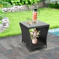 thumbnail image 2 of KINTNESS Patio Wicker Side Coffee Table Coffee Bistro Glass Table Outdoor Backyard Lawn Balcony Pool Square Tempered Glass Top Wicker Rattan End Table Furniture with Storage, 2 of 9