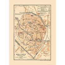 Historic Map - Mechelen Belgium - Baedeker 1910 - 23 x 31.98 - Vintage Wall Art