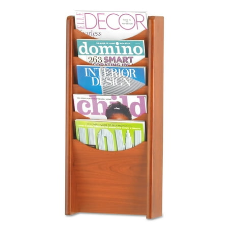 Safco Solid Wood Wall-Mount Literature Display Rack, 11-1/4 x 3-3/4 x 23-3/4, Cherry