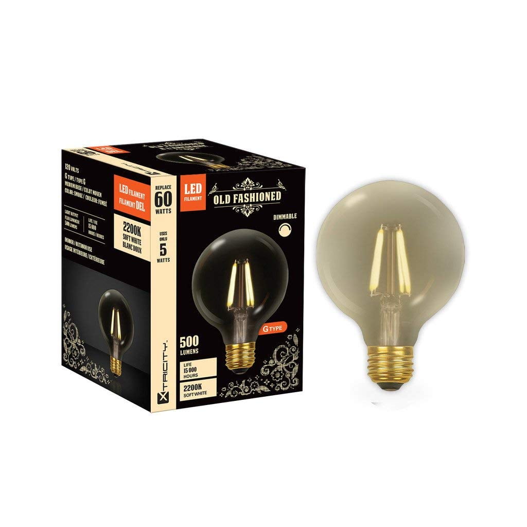 Dimmable Led Filament G40 Vintage Light Bulb Edison Style 5w 60w Equivalent E26 Medium Base Screw 20k Soft White Ideal For String Lights And Vintage Lighting Looks Pack Of 1 Walmart Com