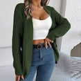 thumbnail image 2 of Odeerbi Solid Color Cardigan Sweaters For Women 2025 Fashion Long Sleeve Sweater Top with Pocket Olive Green, 2 of 4