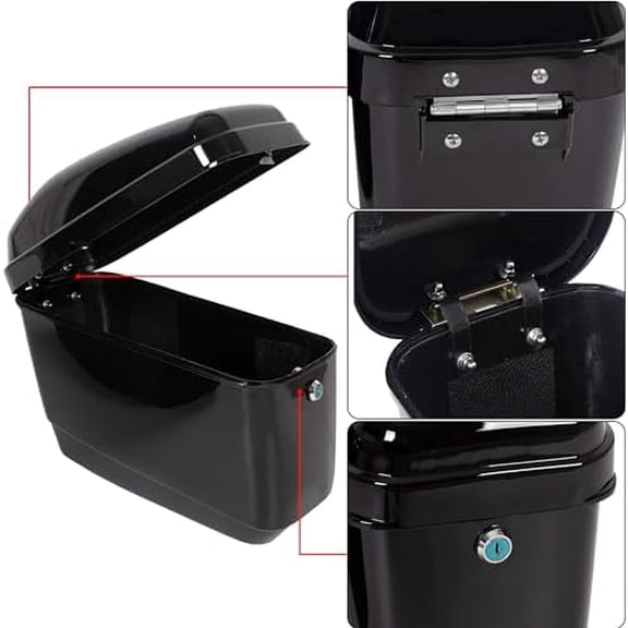Kojem Black Alloy Steel Saddlebag Compatible with Harley Davidson Honda Yamaha Suzuki Kawasaki Cruiser Shadow Vulcan - 2 Packages