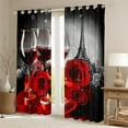 thumbnail image 2 of Red Rose Curtains, Romantic 3D Rose Blackout Curtains, Wine Glass Blossom Floral Window Curtains & Drapes, Eiffel Tower Flower Petals Window Treatments Valentine's Day Bedroom Decor, 38"X45", 2 of 5