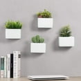 thumbnail image 5 of MyGift 4 Piece Modern Wall Hanging Ceramic Planter, White, 5 of 7
