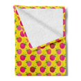 thumbnail image 2 of Fruit Soft Flannel Fleece Throw Blanket, Colorful Garden Polygonal Apple and Leaves Theme of Summer Freshness, Cozy Plush for Indoor and Outdoor Use, 60" x 80", Yellow Pink and Magenta, by Ambesonne, 2 of 5