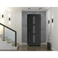thumbnail image 3 of Front Exterior Prehung Metal-Plastic Door Frosted Glass | Manux 8112 Matte Black | Office Commercial and Residential Doors Entrance Patio Garage W36x80 Left-hand, 3 of 5
