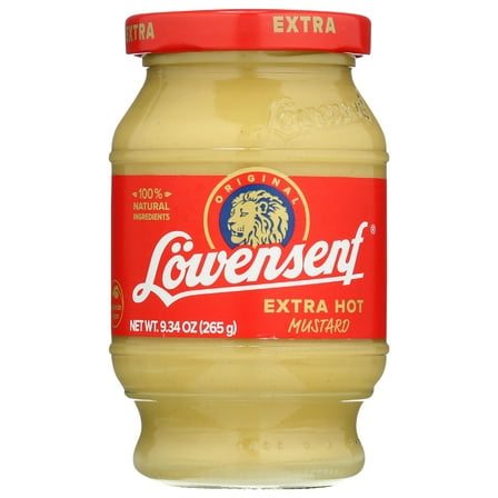 Pack of 6, Lowensenf Extra Hot Mustard, 9.3 oz