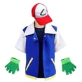 thumbnail image 2 of Traje de chaqueta azul de Anime de Pokémon para niños y niñas, Cosplay Ash Ketchum para fiesta de Halloween, conjunto de gorro y guantes de entrenador, regalos para niños qym unisex, 2 of 2