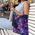 thumbnail image 6 of WIRESTER Reusable Canvas Tote Bag for Women Girls, Big Tote Bag With Inner Pocket, Beach Bag, Grocery Shopping Bag, Travel Bag - Purple Nebula Galaxy, 6 of 7