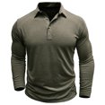 thumbnail image 4 of IROINNID Henley Shirts for Men Cotton Cozy Muscle Basic Solid Pure Color Blouse Tee Shirt Top Long Sleeve Round-Neck Blouses & Shirts Savings,Olive Green, 4 of 7
