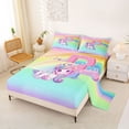thumbnail image 2 of Erosebridal Cartoon Magical Animal Unicorn Kids Queen Sheet Sets,Rainbow Gradient Letter P Bed Set For Girls 4-Piece, 2 of 6