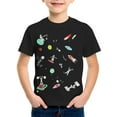 thumbnail image 2 of XUELUO Tween Boys Athletic Shirts Summer Cartoon Print Round Neck Short Sleeve Casual T-Shirts Sportwear,Black,10-11 Years, 2 of 3
