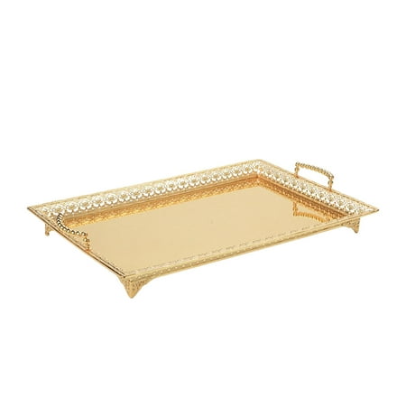 

Metal Decorative Fruit Tray with Handle for Home Party Multifunctional Practical Aureate