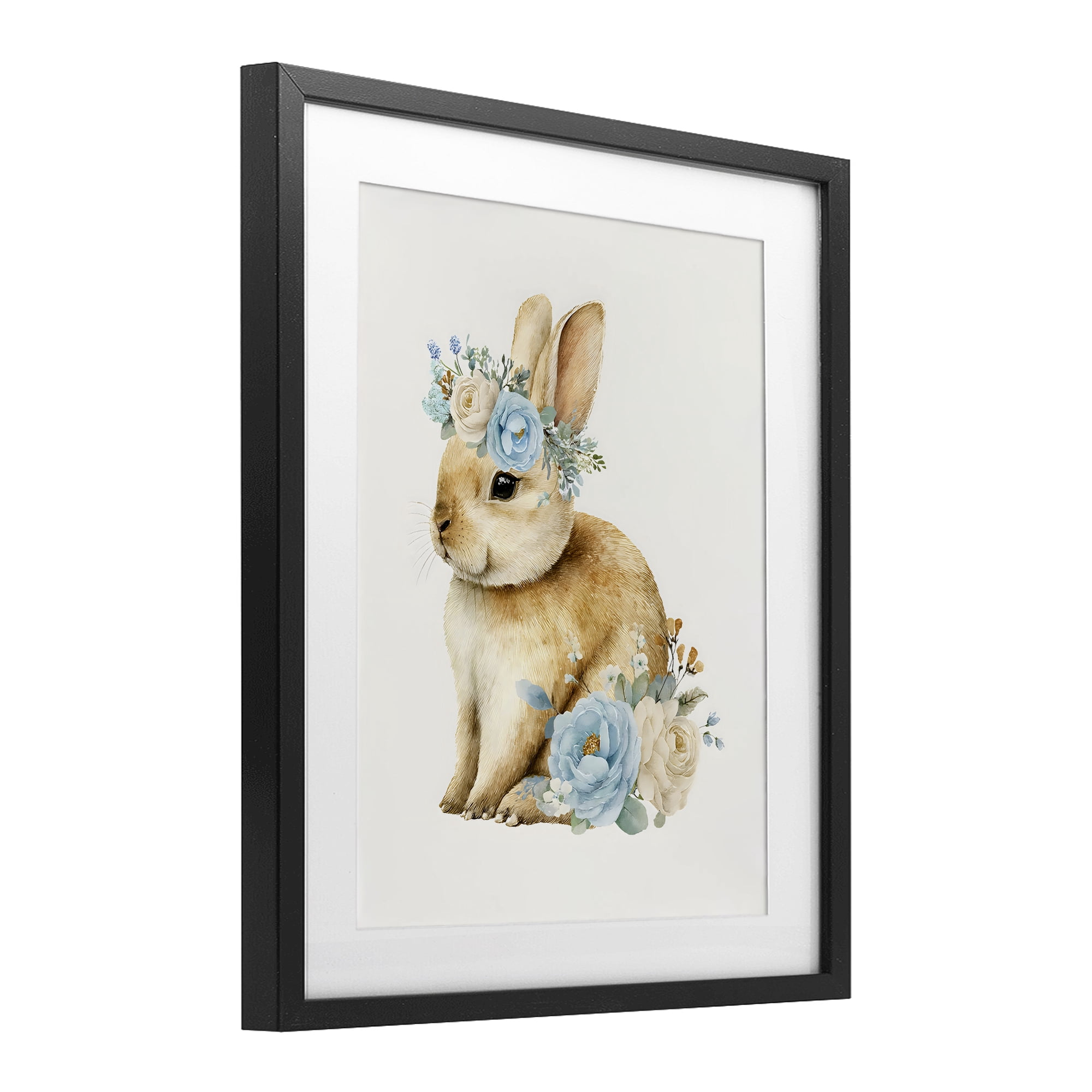 Stupell Industries Watercolor Nursery Bunny Black Framed Print Under Glass, design by LSR Design Studio