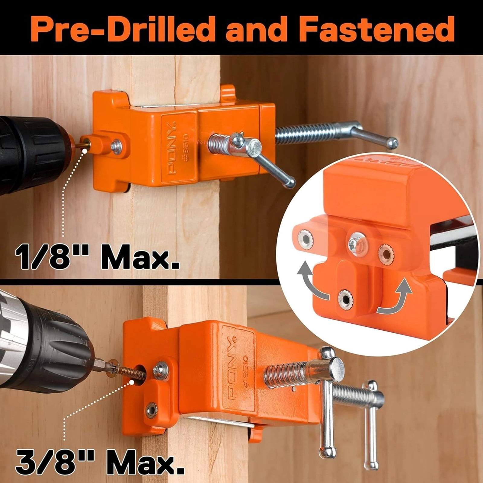 XINGXIANG Cabinet Clamp,PONY 8510 Cabinet Clamps, 440 lbs Load Capacity Face Frame Clamps with Pilot-Hole Guide & Protective Pads, Cabinet Installation Tool for Woodworking