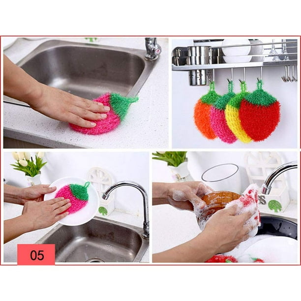 Lot de 8 épurateurs de vaisselle/pot en acrylique pour laver la vaisselle/gant  de toilette, chiffons de lavage tricotés à la main, anti-rayures pour acier  inoxydable (couleur mixte) 