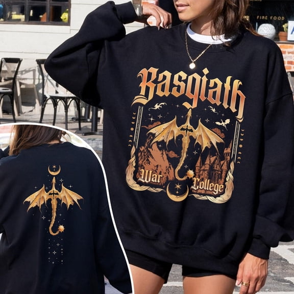 Basgiath War College Two Sided Shirt Fourth Wing Onyx Storm T Shirt Tairn And Andarna Merc