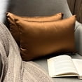thumbnail image 4 of The HomeCentric Decorative Lumbar Pillow Cover Brown Pack Of 2, 20"x36" (50x90 cm) Satin Solid Oblong Pillow Cover, Modern Cushion Cover Style - Brown Slub Satin, 4 of 14