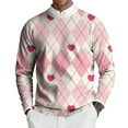 thumbnail image 2 of LWavelet Men's Argyle & Heart Sweater - Classic Texture, Ideal for Valentine's Day Gatherings & Smart Casual Style Vermilion 3XL, 2 of 6