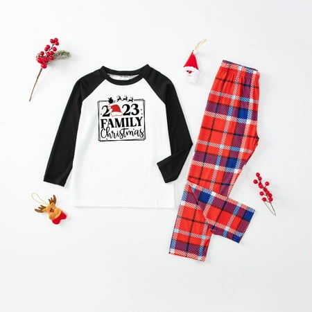 

Feancey Family Thanksgiving Pajamas Matching Sets Matching Family Christmas Pajamas Merry Christmas Pjs 2 Piece Outfits Plaid Graphic Lounge Sets for Couples Kids Baby Audlt 2023